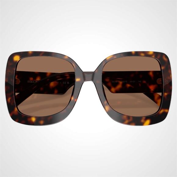 New Dolce & Gabbana Sunglasses Brown Havana Square Gold Metal DG Logo - Picture 5 of 6